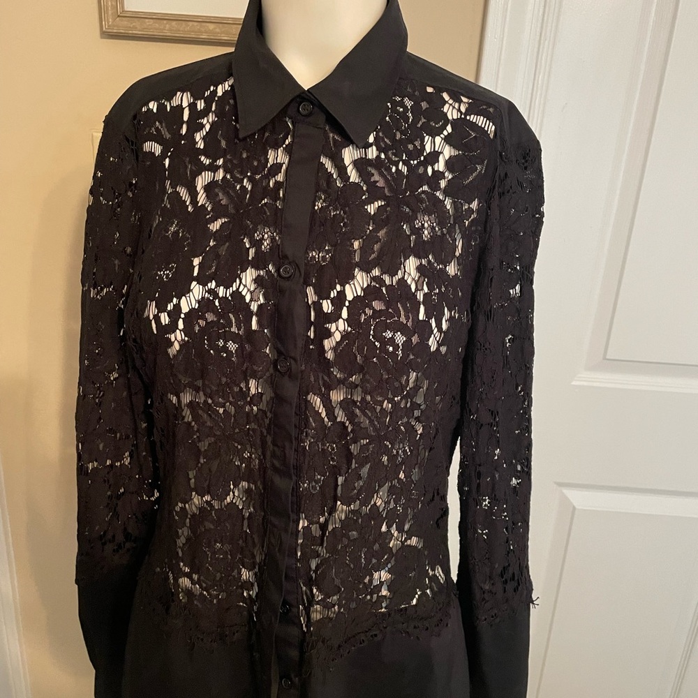 Black shirt with lace detail